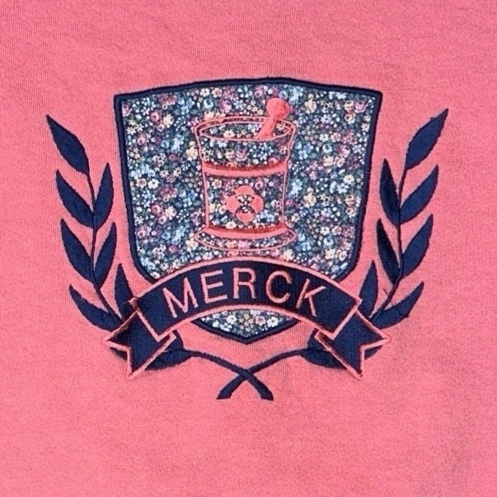 Merck Pharma Sweatshirt - Women's - Coral Pink - Embroidered & Floral - XL